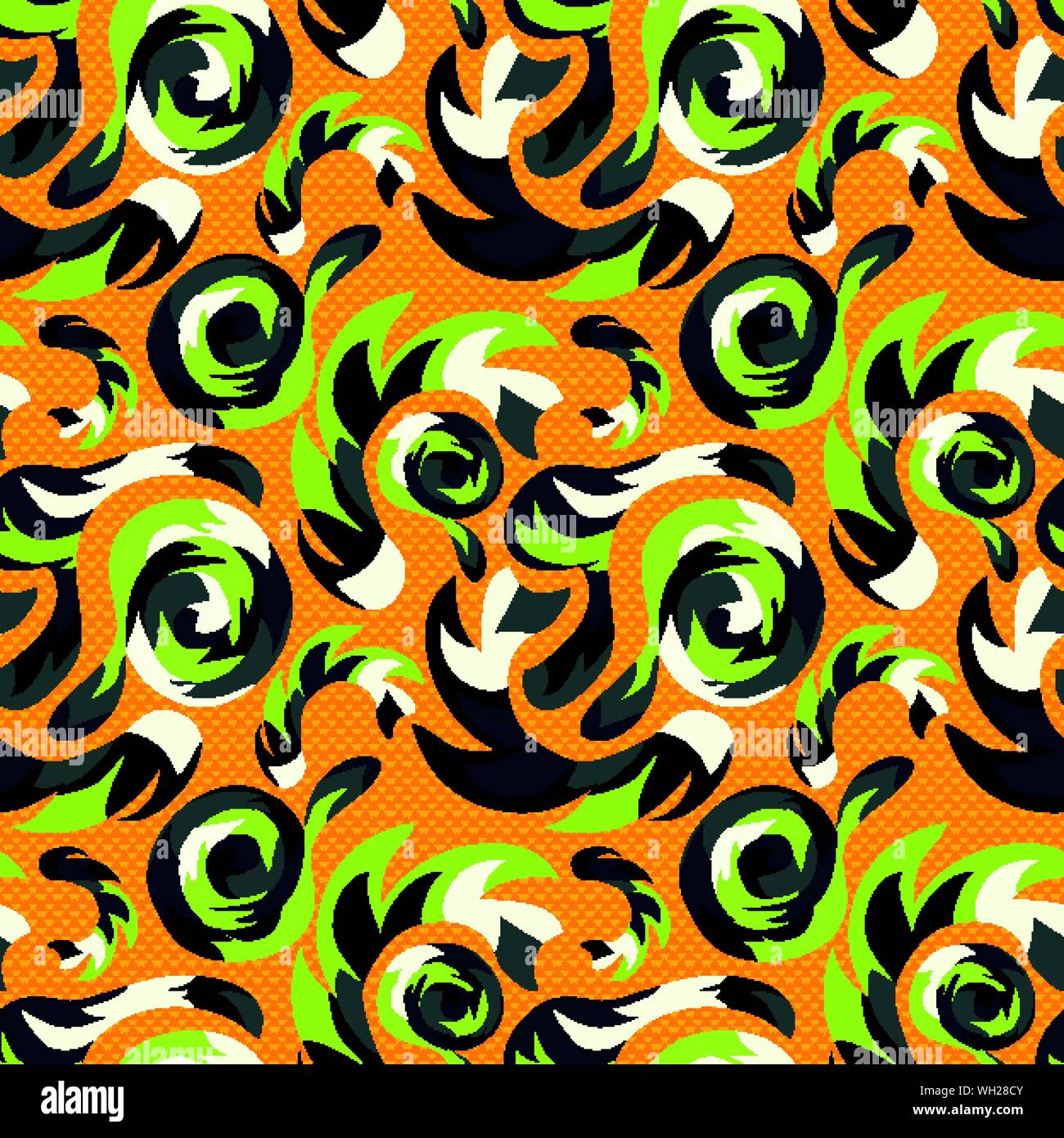 Graffiti on an orange background. Tribal striped seamless pattern Stock Vector
