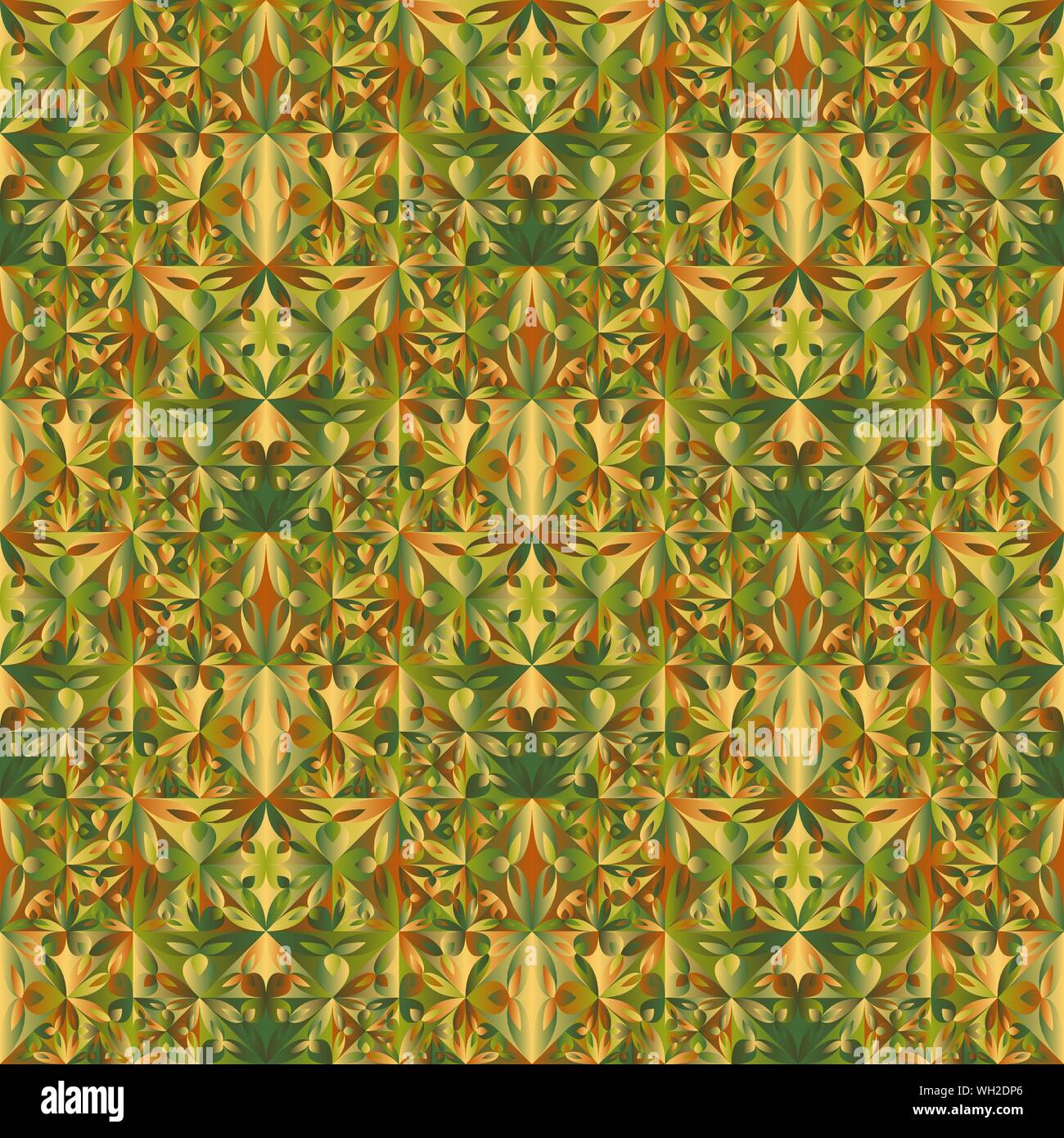 Polygonal mosaic floral pattern background design - seamless multicolored abstract gradient vector illustration Stock Vector
