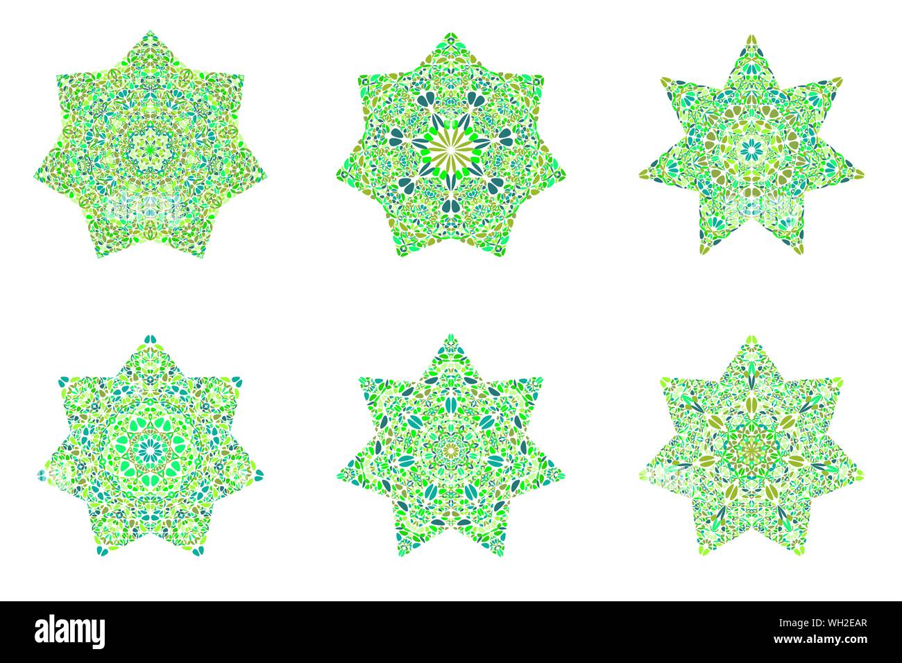 Isolated flower star symbol template set - geometrical ornamental vector design element Stock Vector