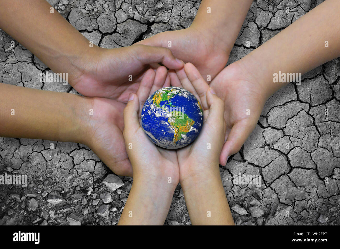 Cropped Hands Holding Planet Earth Stock Photo