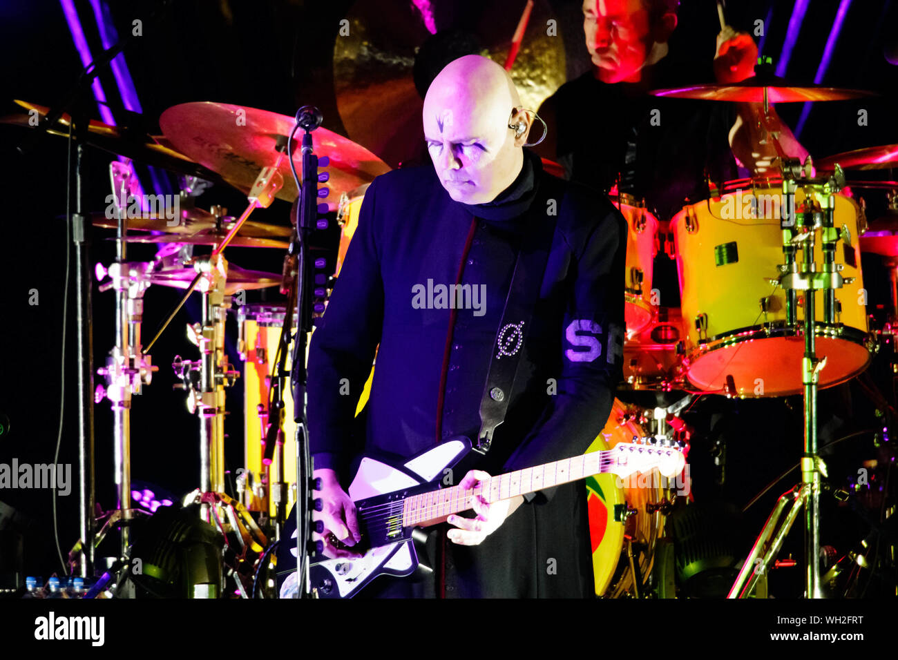 August 28, 2019, Chula Vista, California, U.S: Billy Corgan frontman for The Smashing Pumpkins  performs live at North Island Credit Union Amphitheatre on August 28, 2019 in Chula Vista, California. (Credit Image: © Marissa Carter/ZUMA Wire) Stock Photo