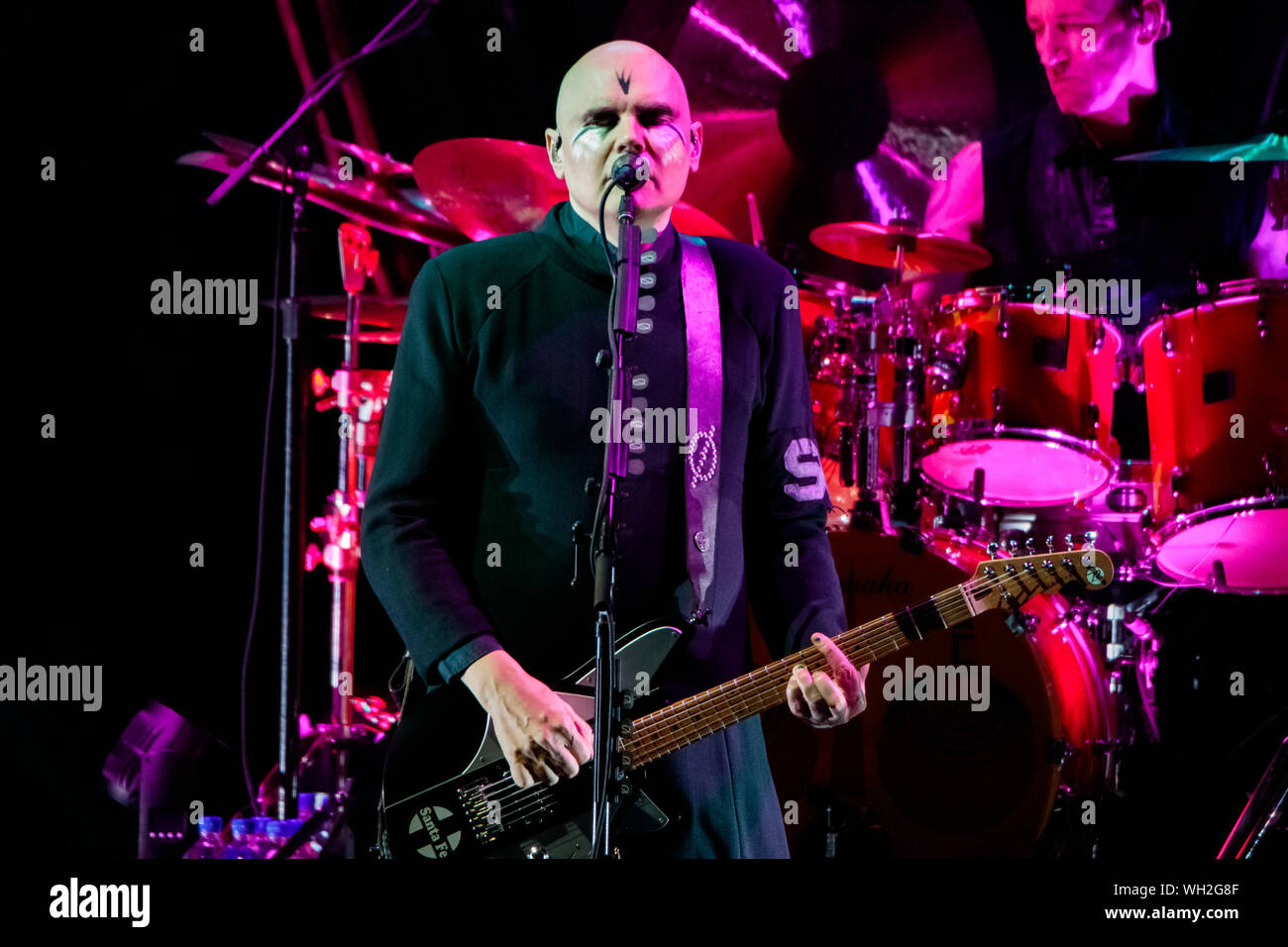 August 28, 2019, Chula Vista, California, U.S: Billy Corgan frontman for The Smashing Pumpkins  performs live at North Island Credit Union Amphitheatre on August 28, 2019 in Chula Vista, California. (Credit Image: © Marissa Carter/ZUMA Wire) Stock Photo
