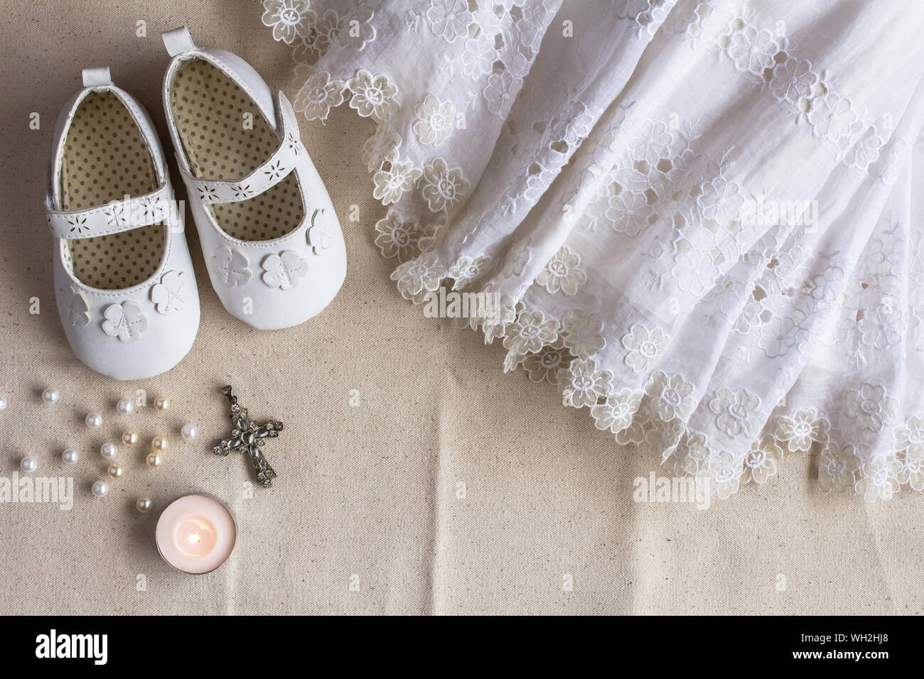 Linen baptism cheap dress