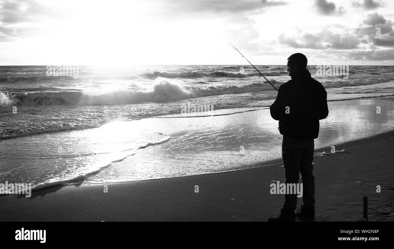 Shore fishing Black and White Stock Photos & Images - Alamy