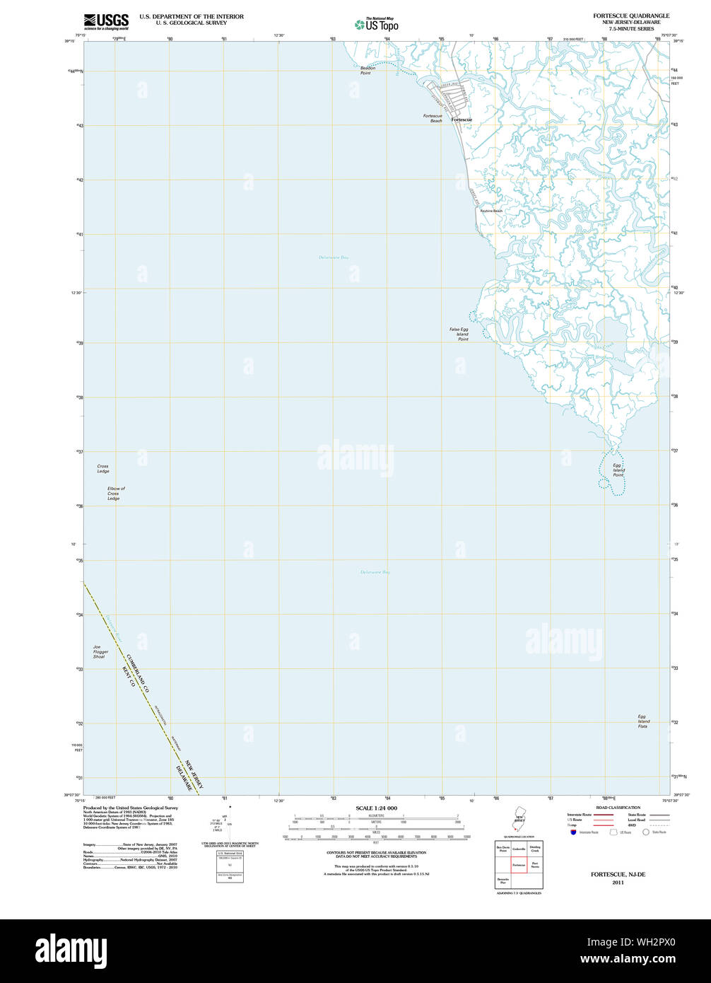 USGS TOPO Map New Jersey NJ Fortescue 20110513 TM Restoration Stock