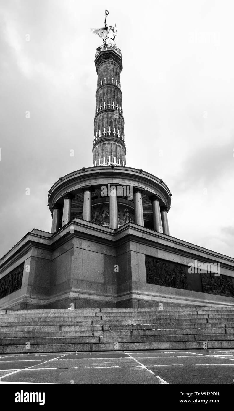 Low Angle View Of Victory Column Against Sky In City Stock Photo
