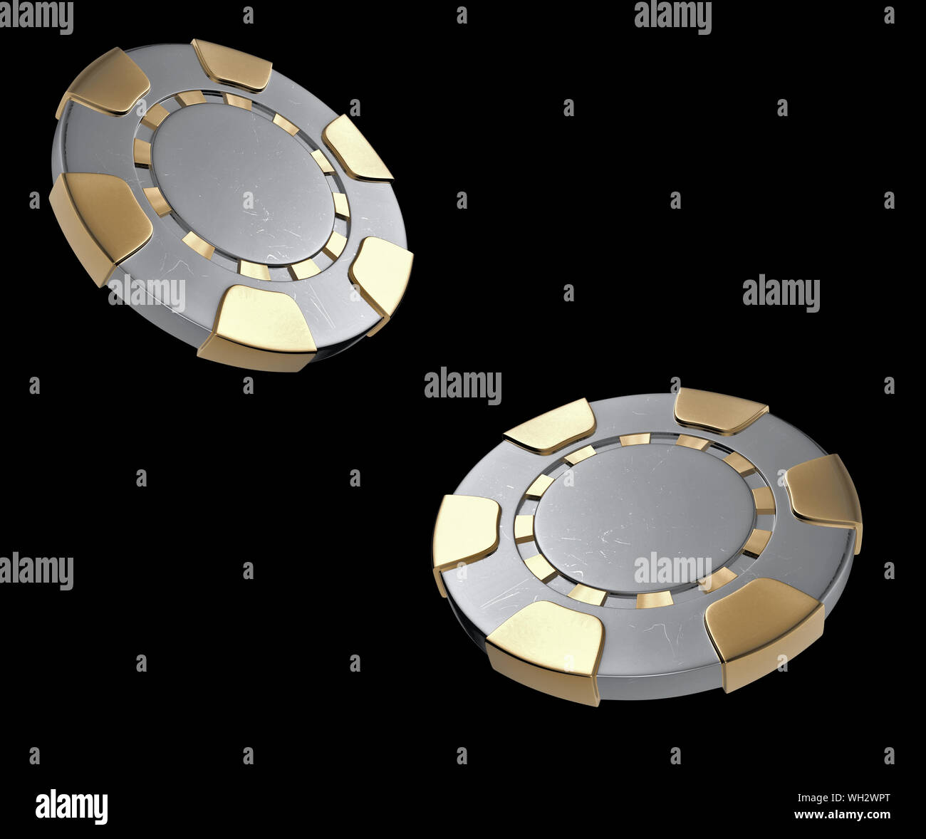 Golden Modern Luxury Casino Chips Isolated On The Black Background 3D Illustration Stock Photo