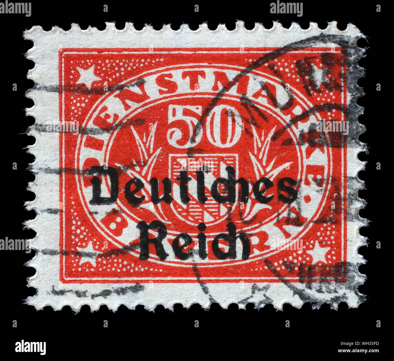 Stamp issued in German Realm shows shows numeric value, circa 1920. Stock Photo