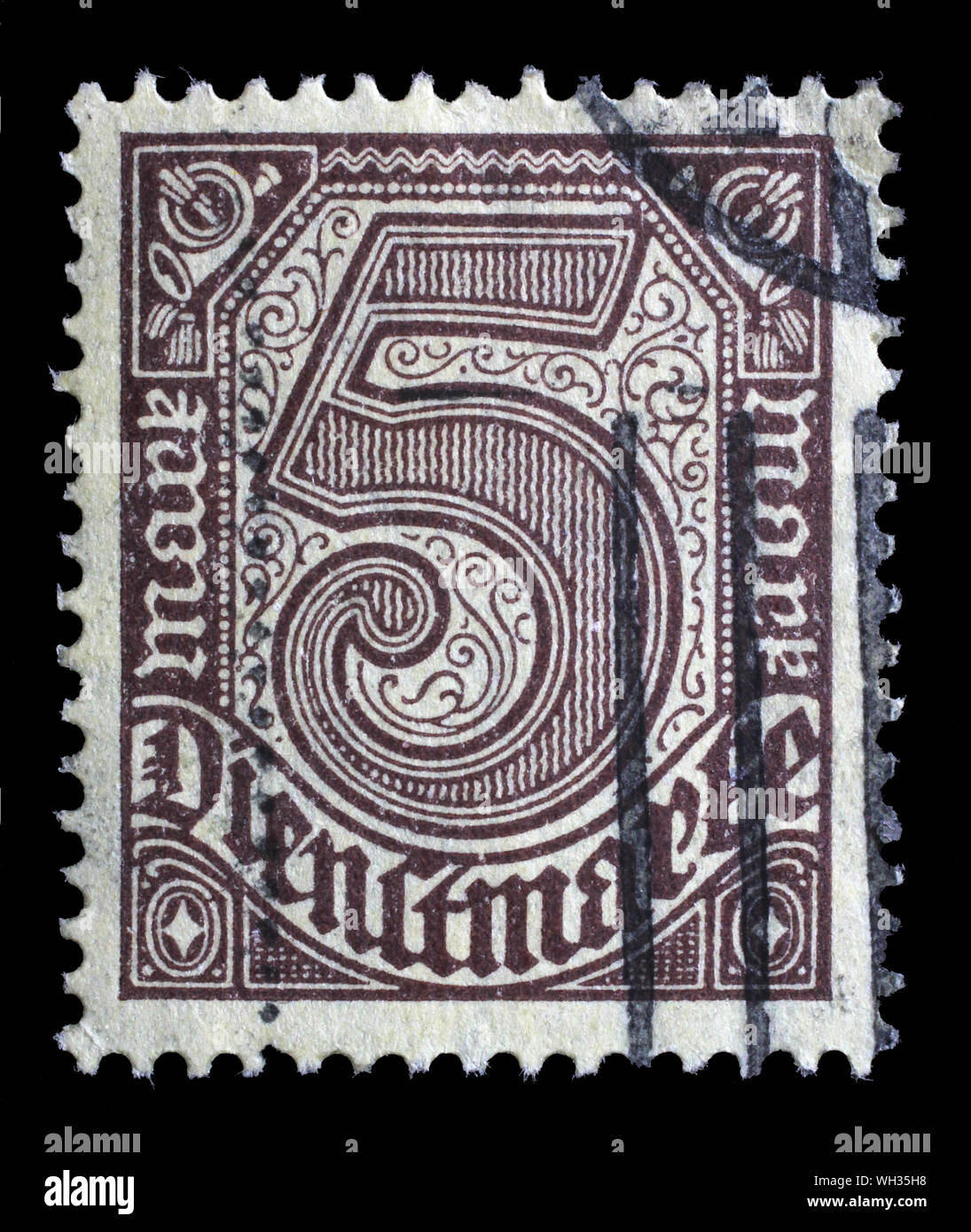Stamp issued in German Realm shows shows numeric value, circa 1920. Stock Photo