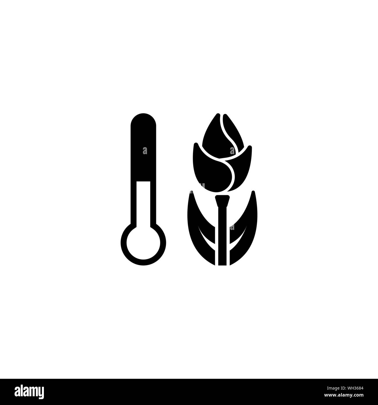 Plant Temperature, Flower Growth. Flat Vector Icon illustration. Simple
