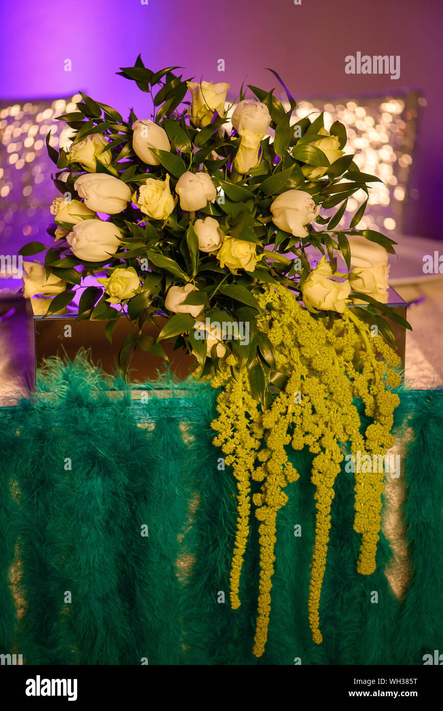 Vintage style floral arrangement or formal dining table centerpiece