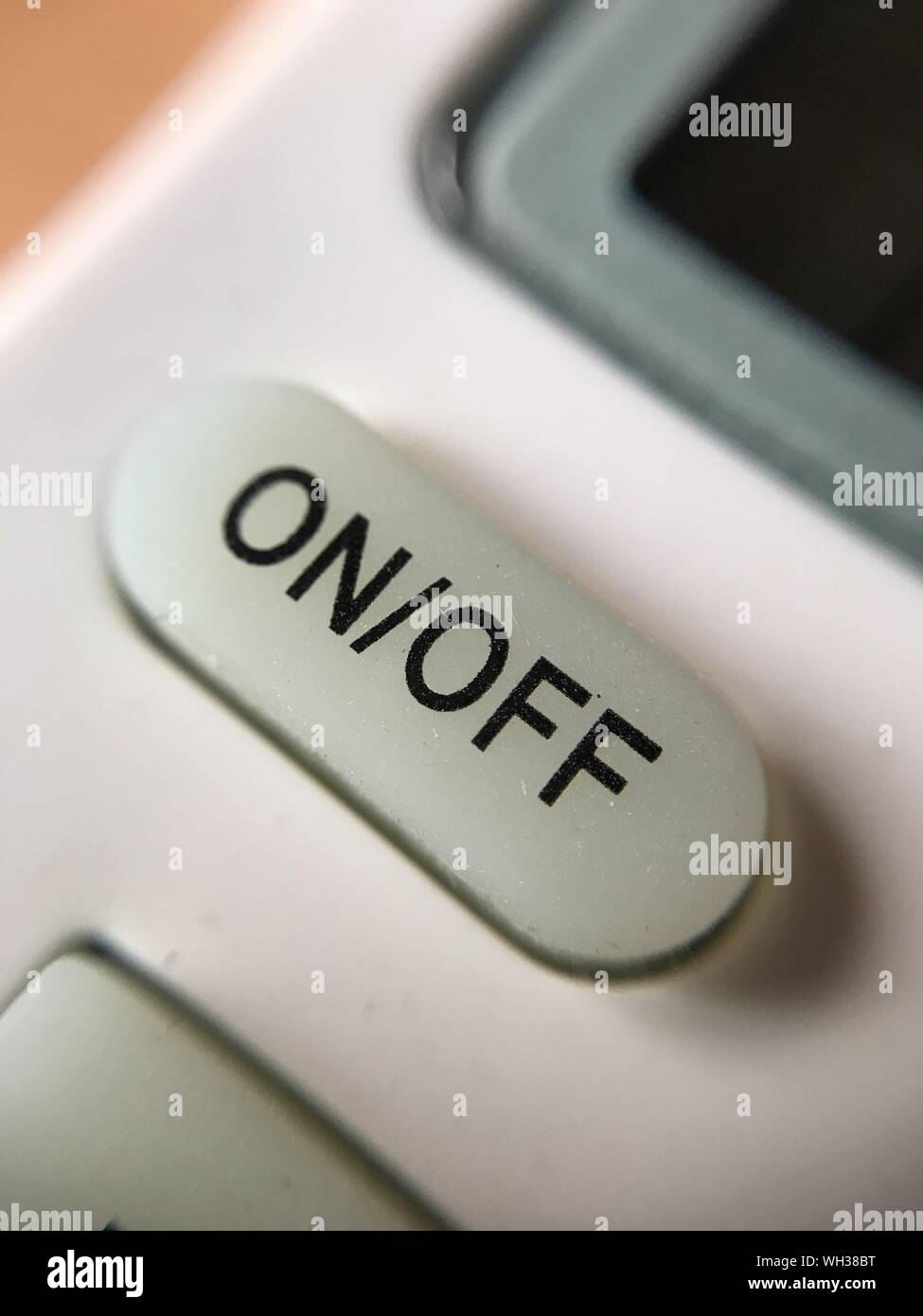 Text On Push Button Of Remote Control Stock Photo