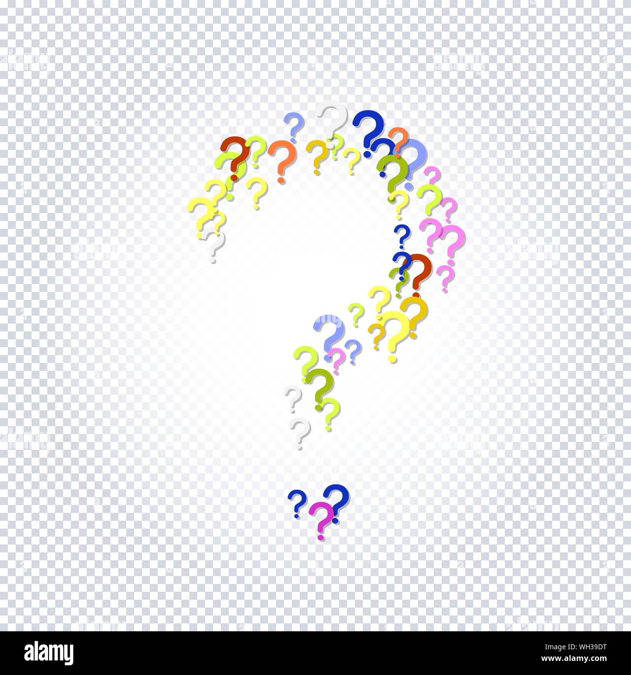 Pattern of rainbow question marks on a transparent background. Colorful  poll template. Design for query background, faq, interrogation, quiz, poll.  V Stock Vector Image & Art - Alamy
