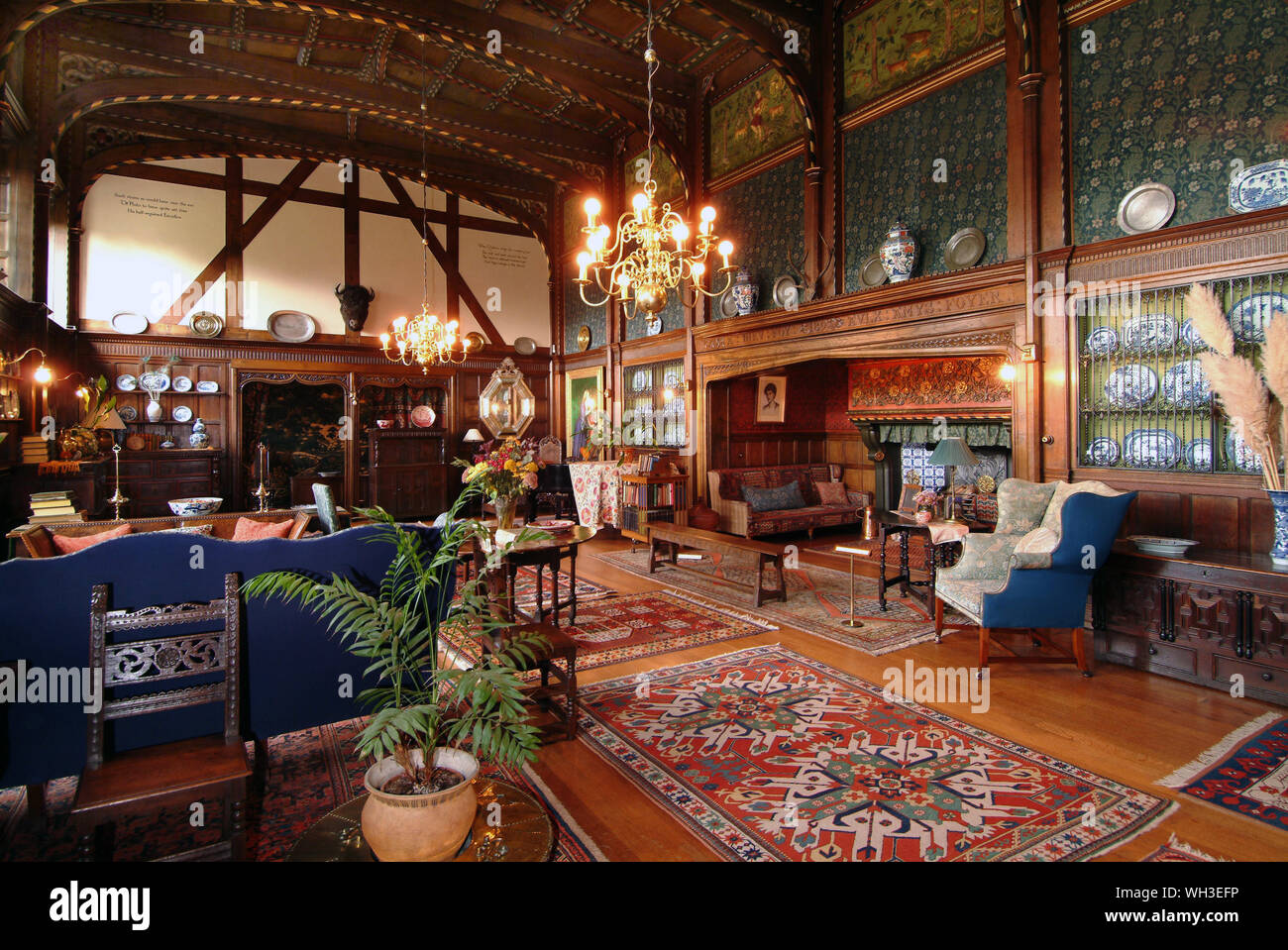Wightwick Manor, a Victorian house in the Arts & Crafts style, formally owned by Geoffrey Mander MP. Stock Photo