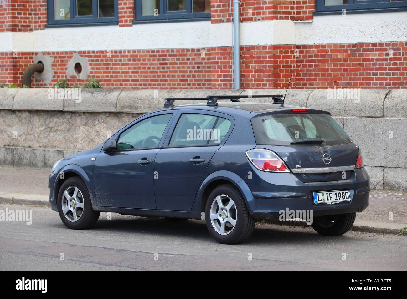 LEIPZIG, GERMANY - MAY 9, 2018: Opel Astra compact hatchback car parked in Germany. There were 45.8 million cars registered in Germany (as of 2017). Stock Photo