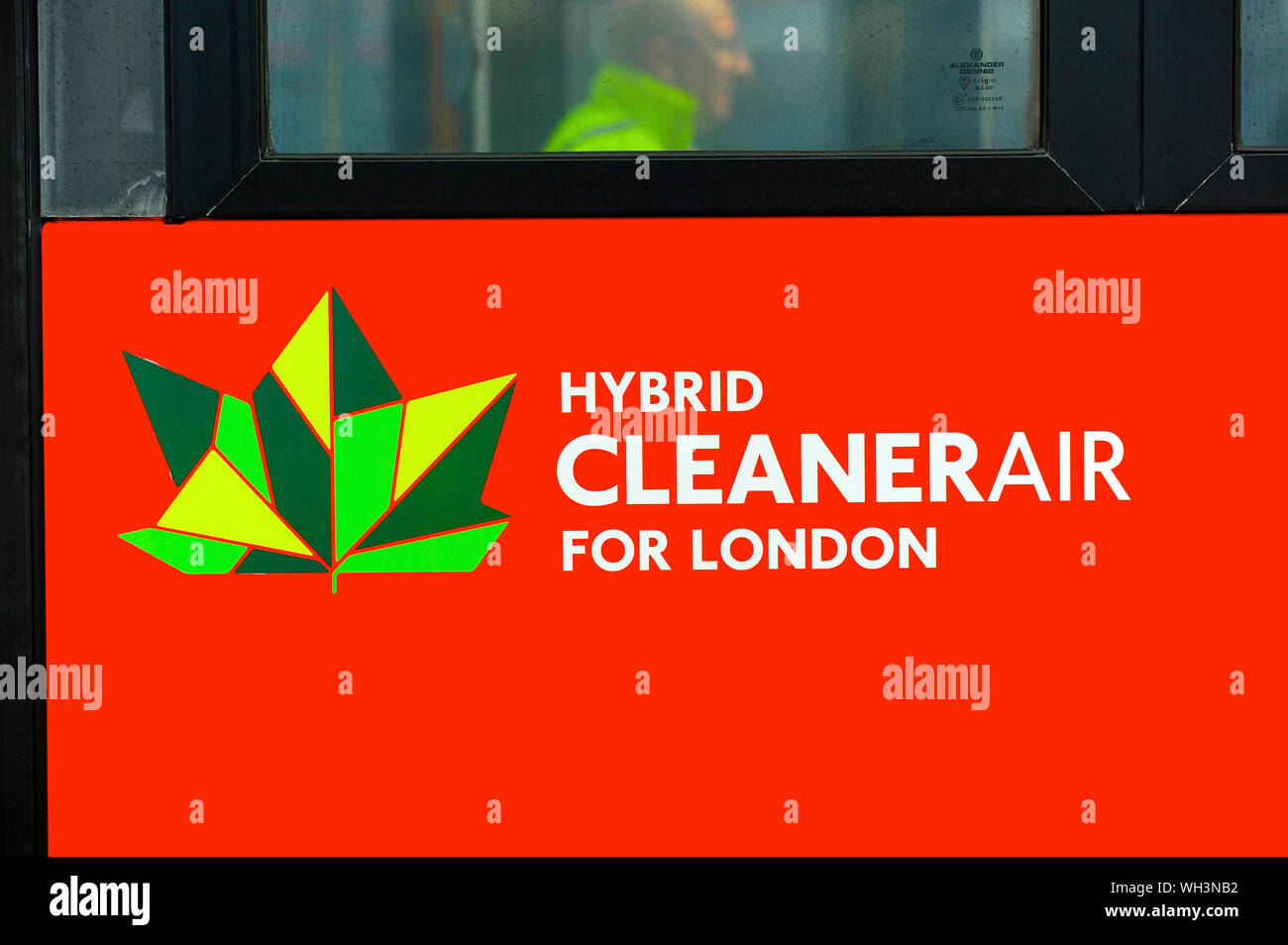 Hybrid London bus for cleaner air and low emissions Stock Photo