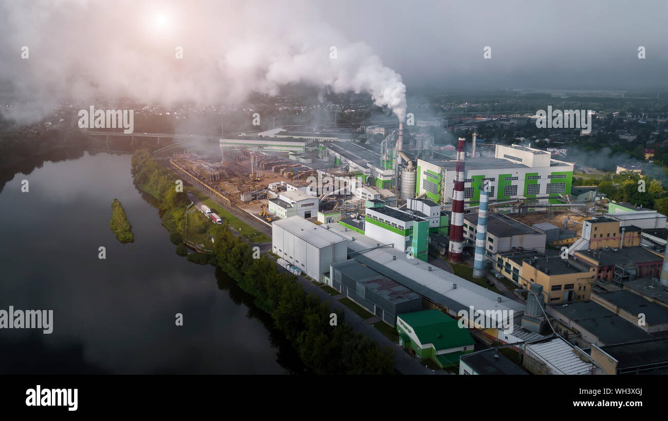 pollution of the environment by industrial enterprises aerial photography Stock Photo