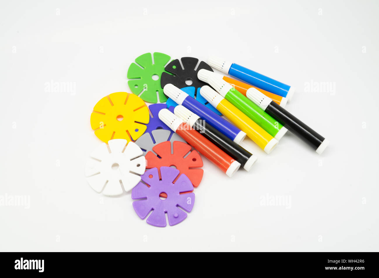 School supplies, stationery on white background - space for caption Stock Photo