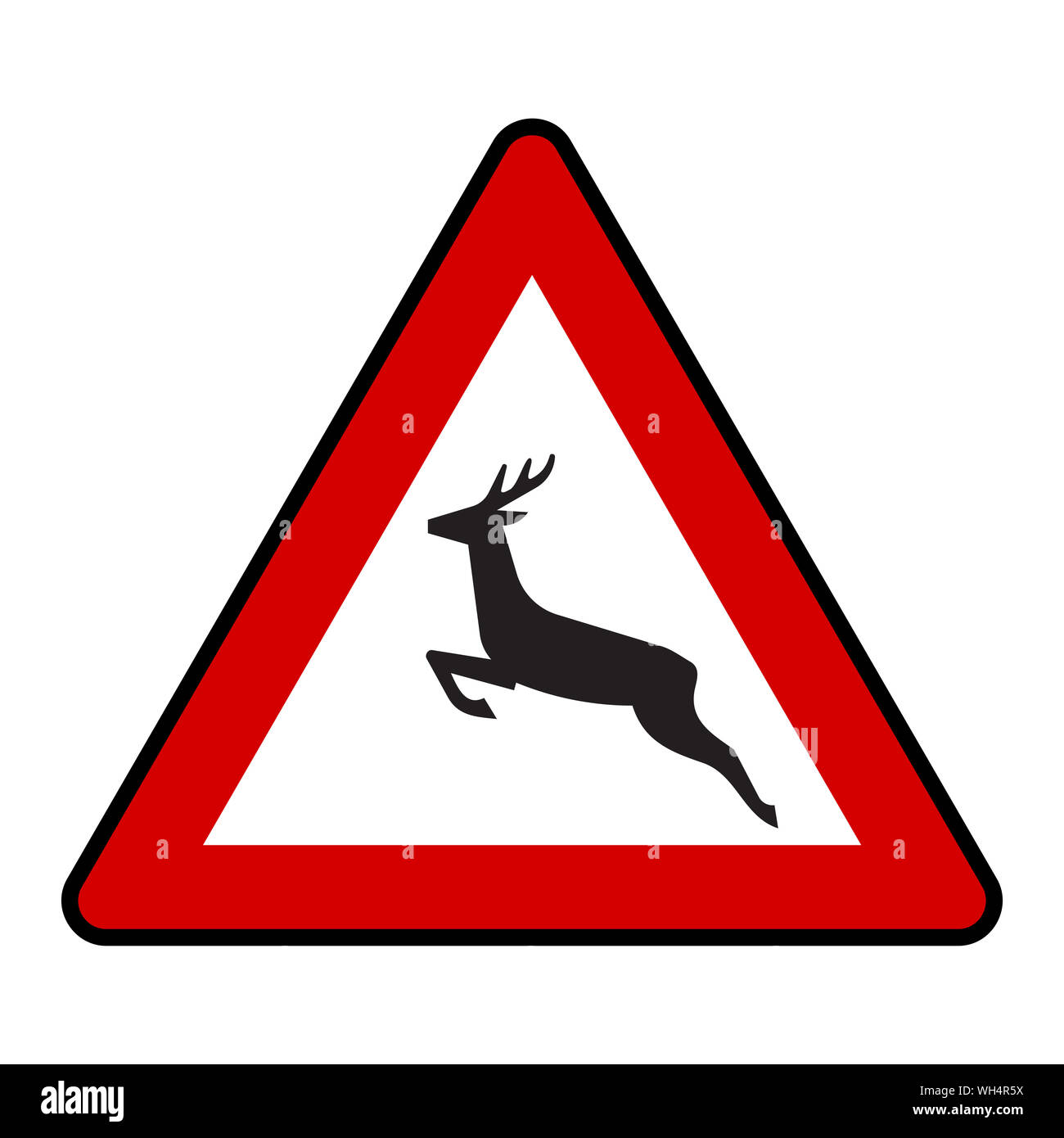 Traffic sign - Wild animal crossing road symbol in red triangle