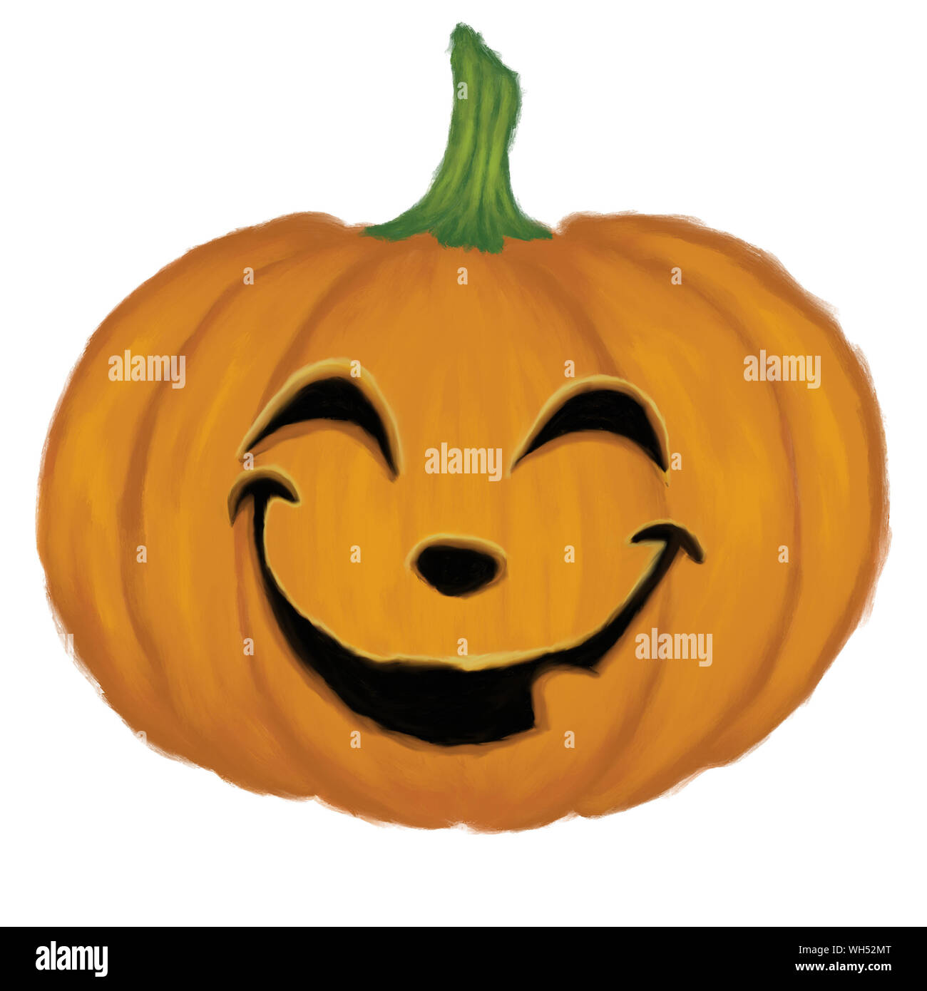 Digital illustration of big pumpkin with face on white background Stock ...