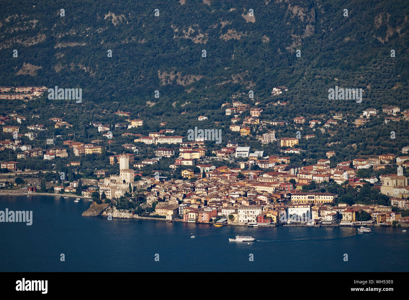 Malcesine, on Lake Garda, seen from Montecastello in Tignale Stock Photo