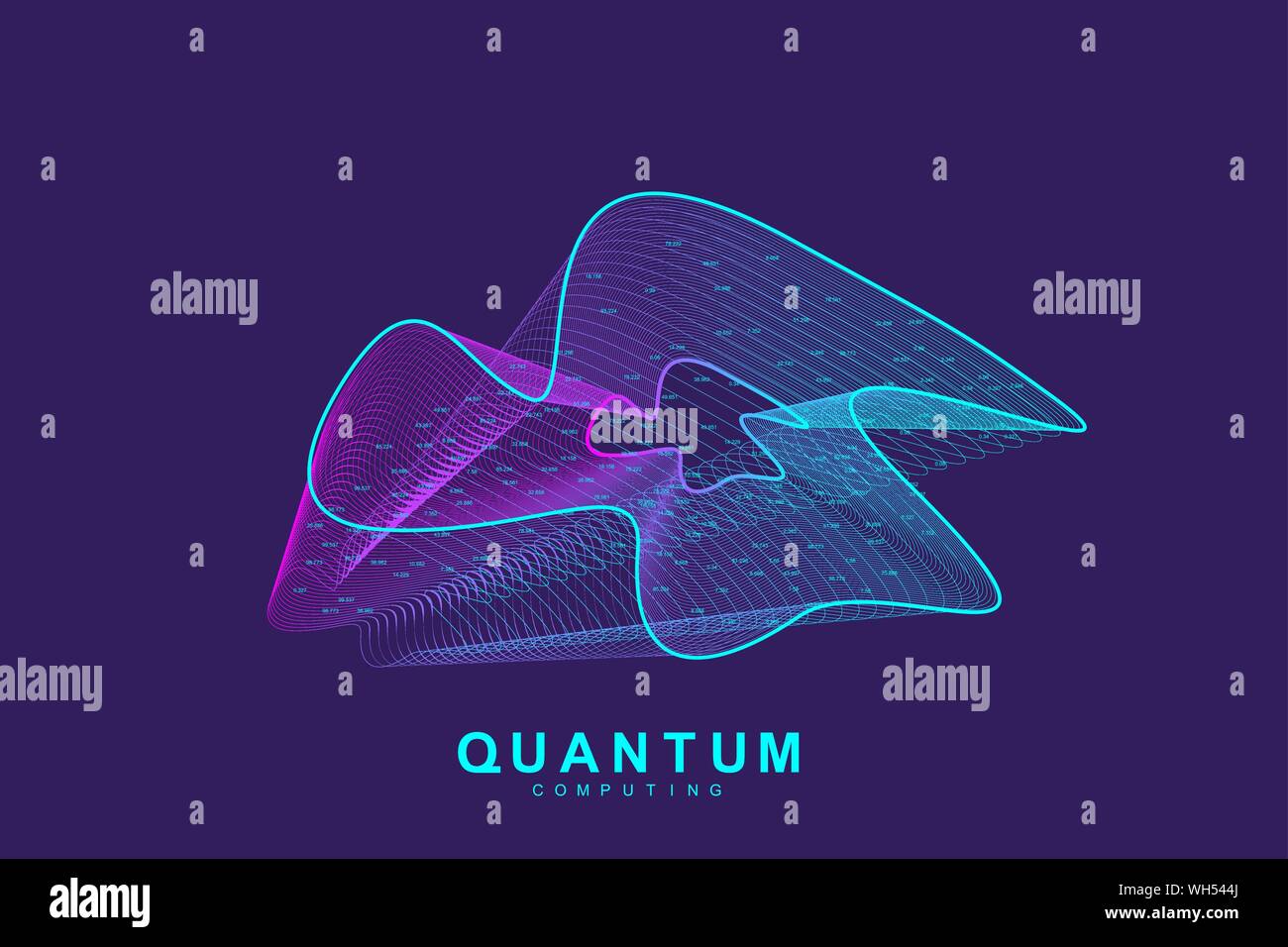 Quantum computing technology concept. Deep learning artificial intelligence. Big data algorithms visualization for business, science, technology Stock Vector