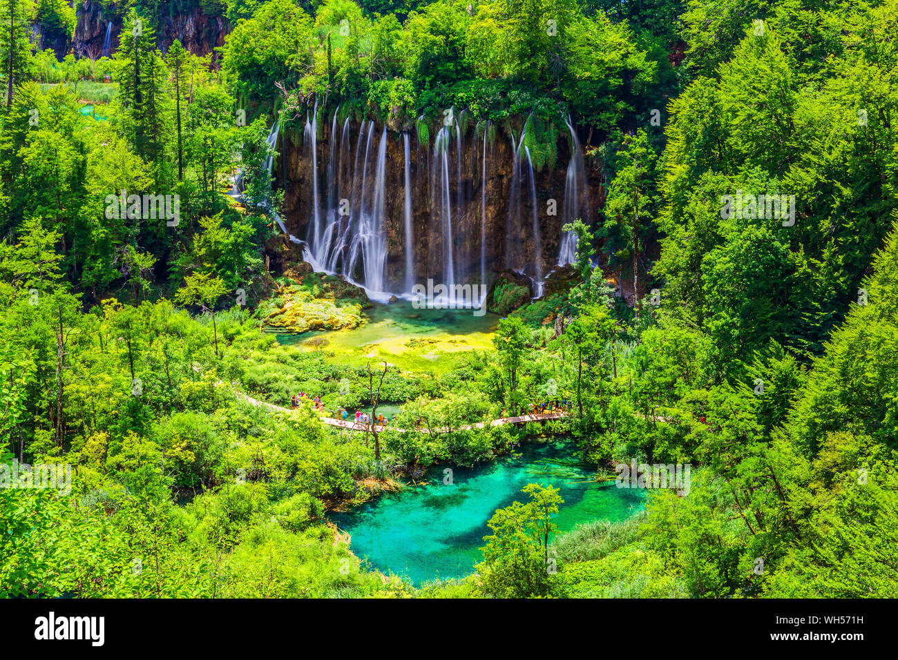 Plitvice lakes, Croatia. Waterfalls of  Plitvice Lakes National Park. Stock Photo