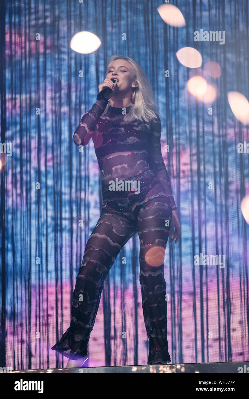 Stavanger, Norway. 24th, August 2019. The Swedish singer and songwriter Zara  Larsson performs a live concert during the Norwegian music festival Utopia  2019 in Stavanger. (Photo credit: Gonzales Photo - Christer Haavarstein