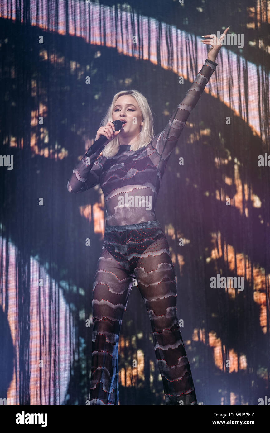 Stavanger, Norway. 24th, August 2019. The Swedish singer and songwriter Zara  Larsson performs a live concert during the Norwegian music festival Utopia  2019 in Stavanger. (Photo credit: Gonzales Photo - Christer Haavarstein