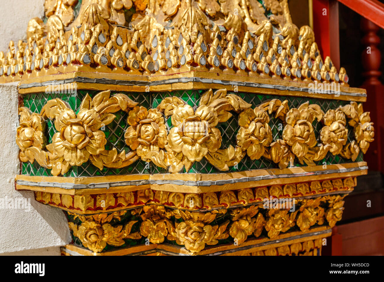 Golden decoration of Wat Ratchanatdaram, buddhist temple (wat) in Bangkok, Thailand Stock Photo