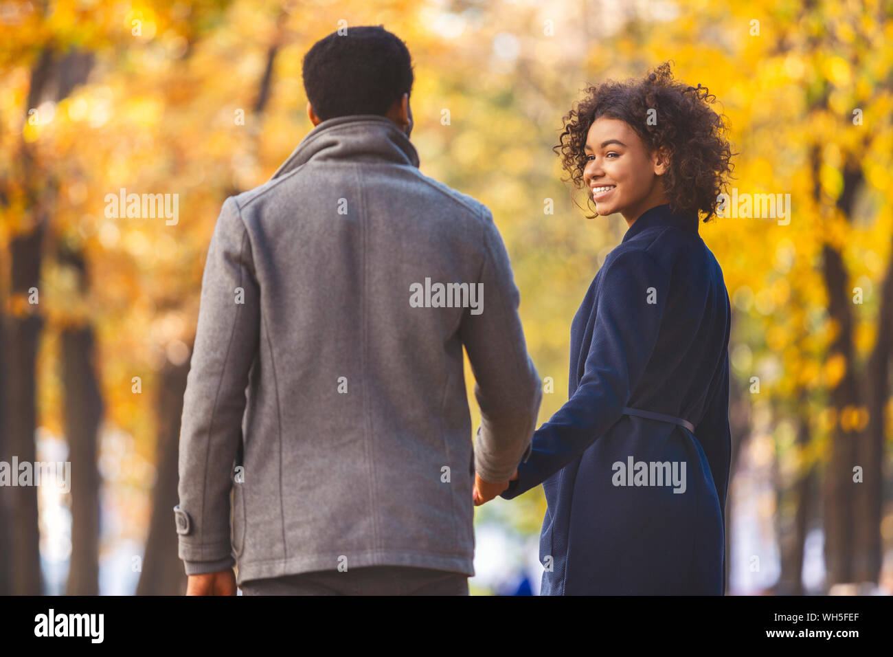 African american woman woods rear view hi-res stock photography and ...