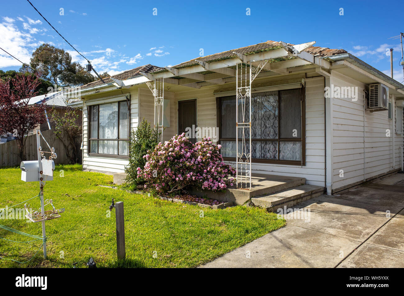 An Australian weatherboard house in the suburb Stock Photo