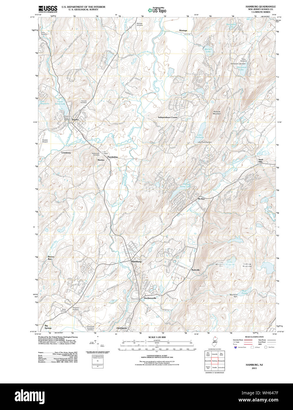 USGS TOPO Map New Jersey NJ Hamburg - Usgs Topo Map New Jersey Nj Hamburg 20110418 Tm Restoration WH647F