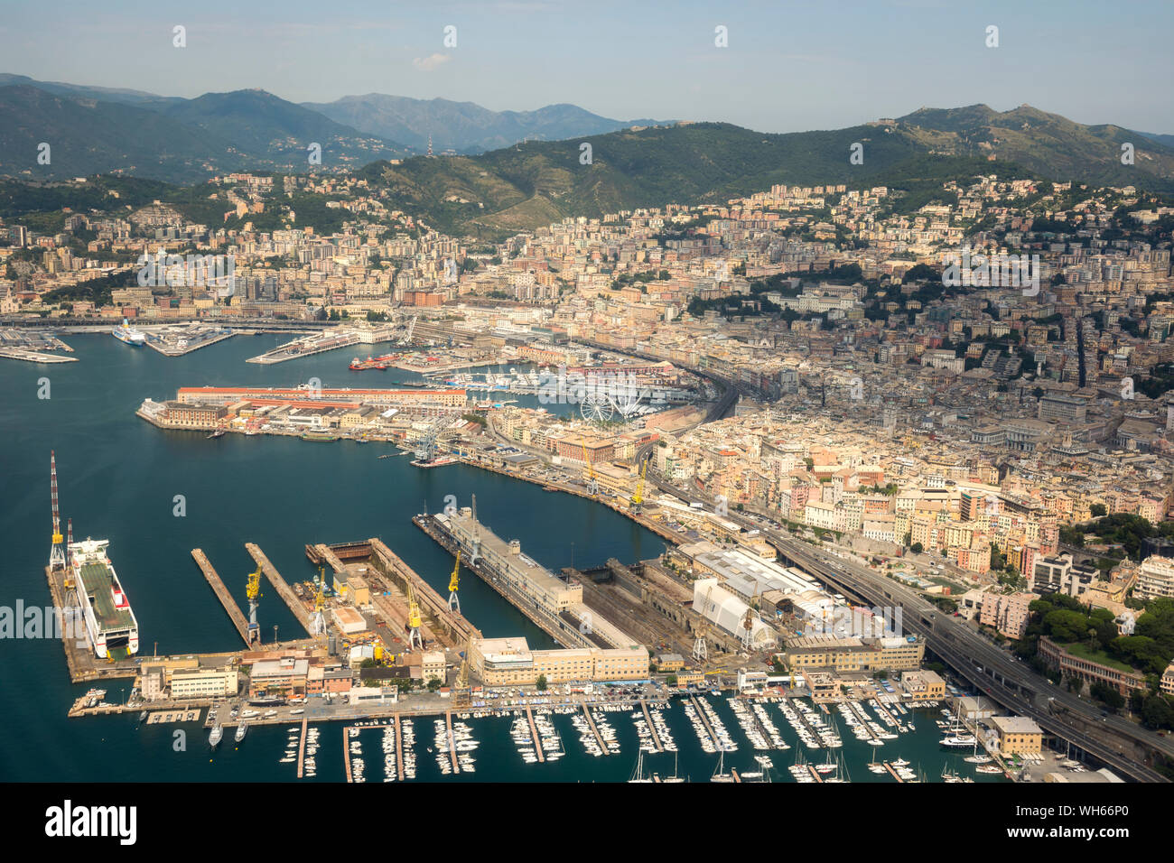 Aerial view of Genoa city in italy Stock Photo - Alamy