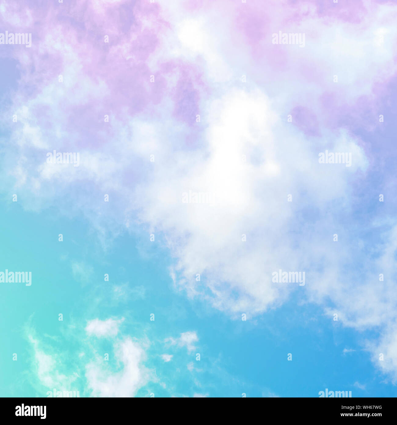 Teal Blue And Purple Sky With White Clouds An Abstract Background With A Place For Text Toned Image Stock Photo Alamy