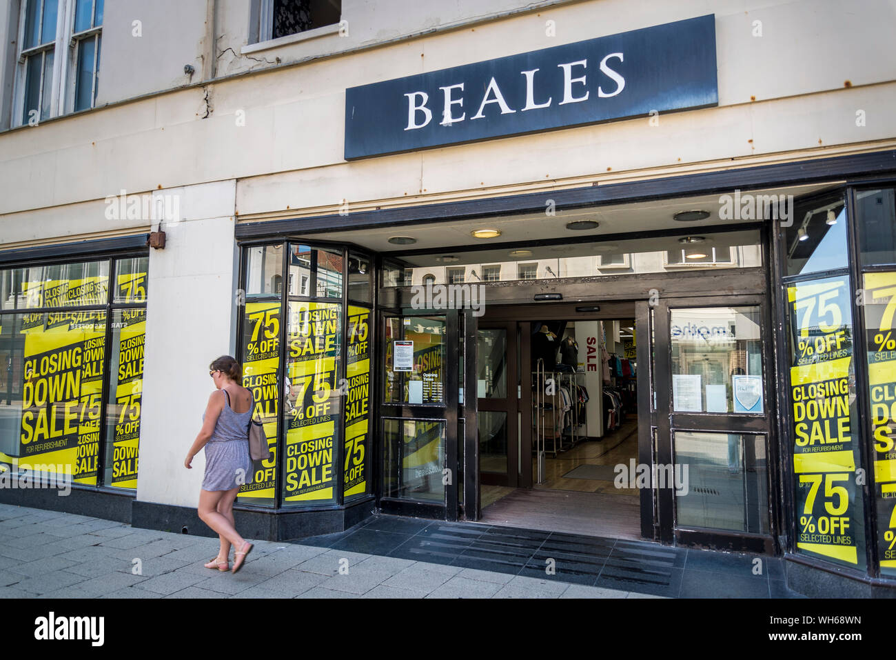 Closing down sales at Beales - department store chain, Worthing, West Sussex, England, UK Stock Photo