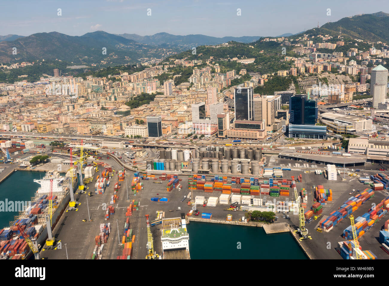 Aerial view of Genoa city in italy Stock Photo Alamy