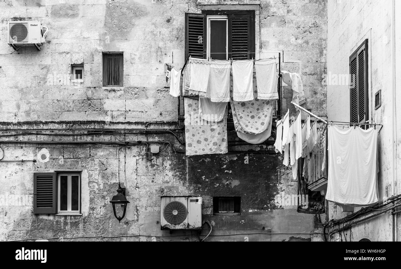 Drying clothes window Black and White Stock Photos & Images Alamy