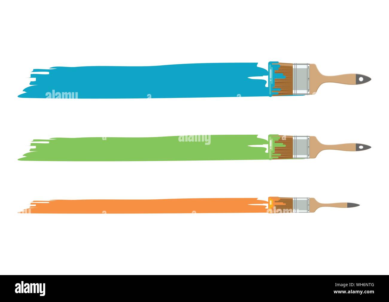 Different size paint brushes. Vector illustration Stock Vector