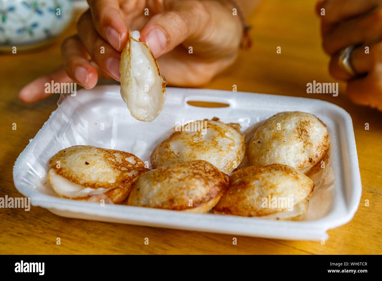 Khanom khrok or coconutrice pancakes, Thai traditional dessert with