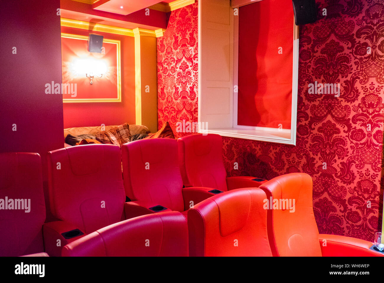 Libanus 1877 Boutique Cinema With Red Leather Seats Armchairs With
