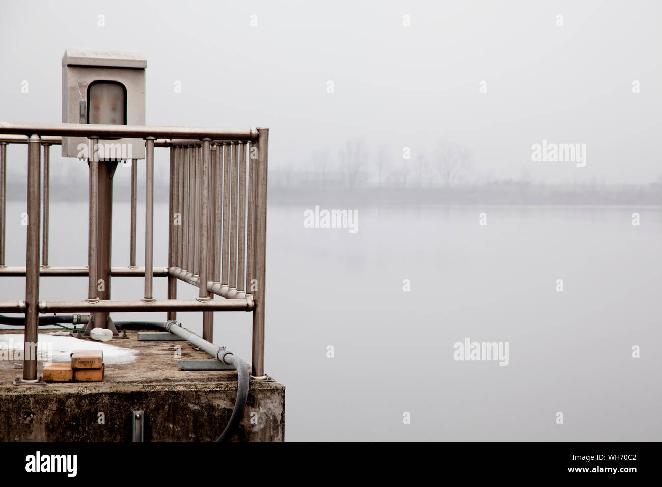 Observation Point On Riverbank During Foggy Weather Stock Photo Alamy