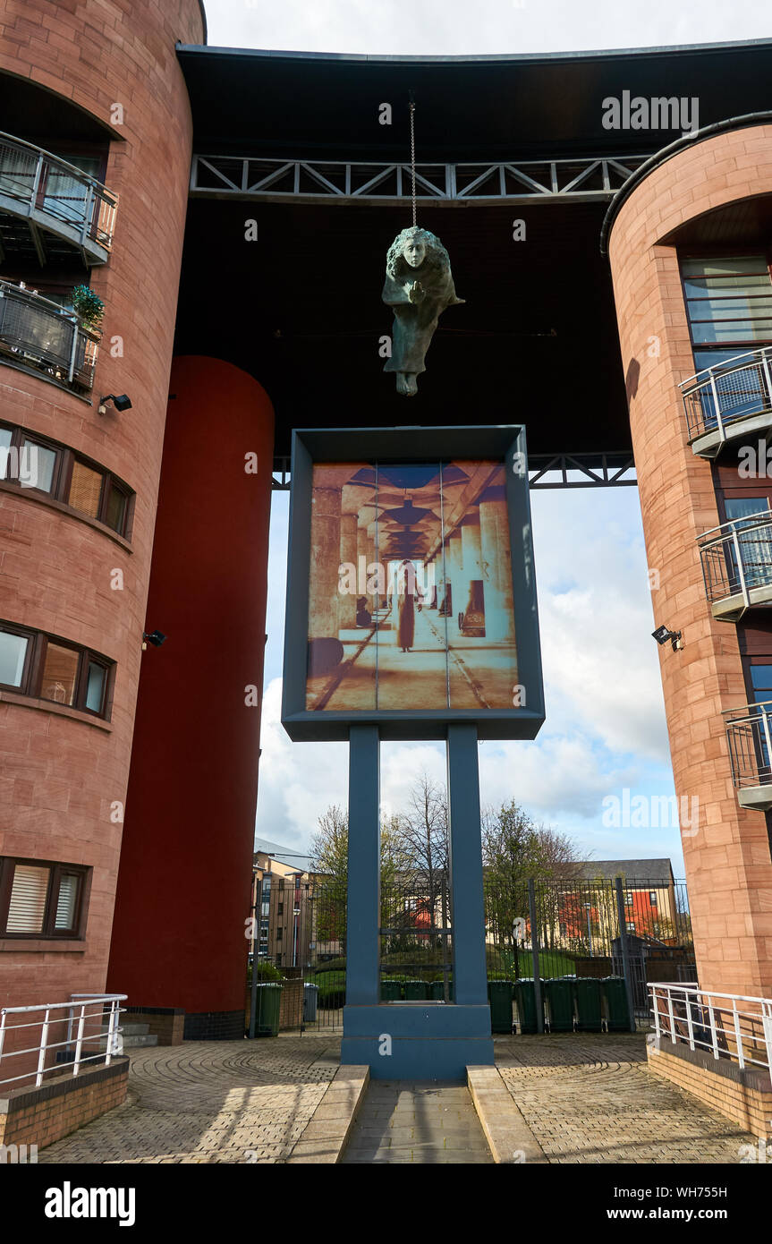 The Gatekeeper, as sculpture in New Gorbals development in Glasgow by Matt Baker and Dan Dubowitz. Stock Photo