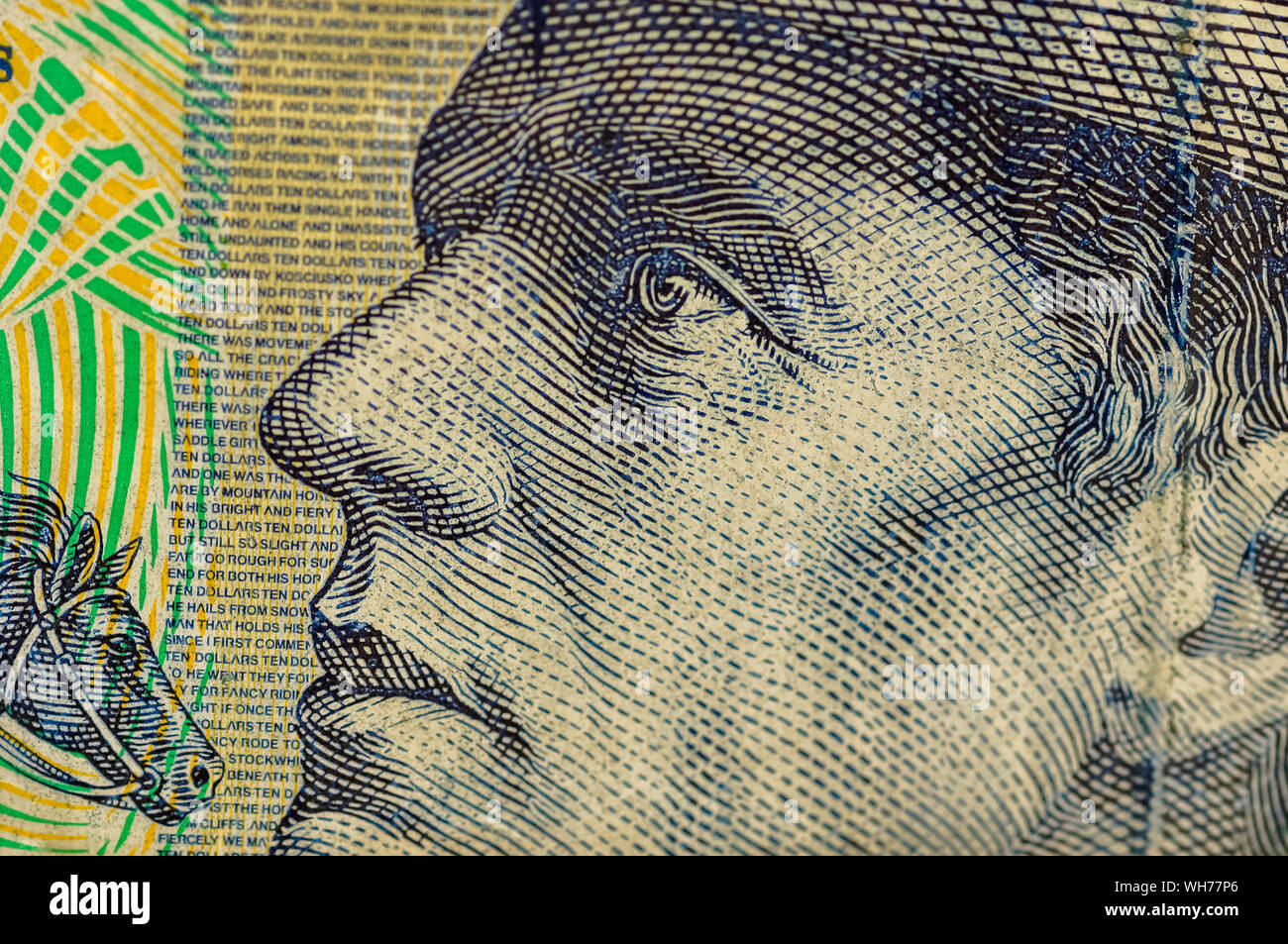 Close-up Of Male Likeness On Paper Currency Stock Photo