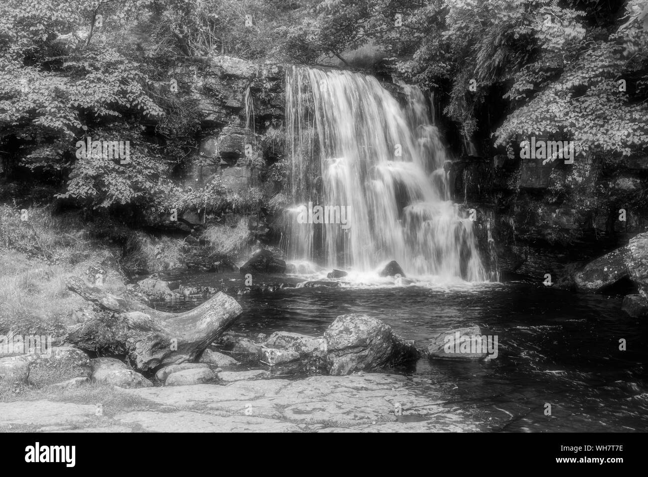 Catrake Force waterfall on the Coast to Coast scenic walk near the village of Keld in the Yorkshire Dales Stock Photo