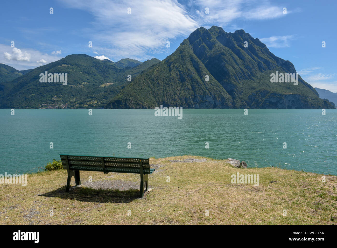 View at lake Iseo on Lombardy in Italy Stock Photo