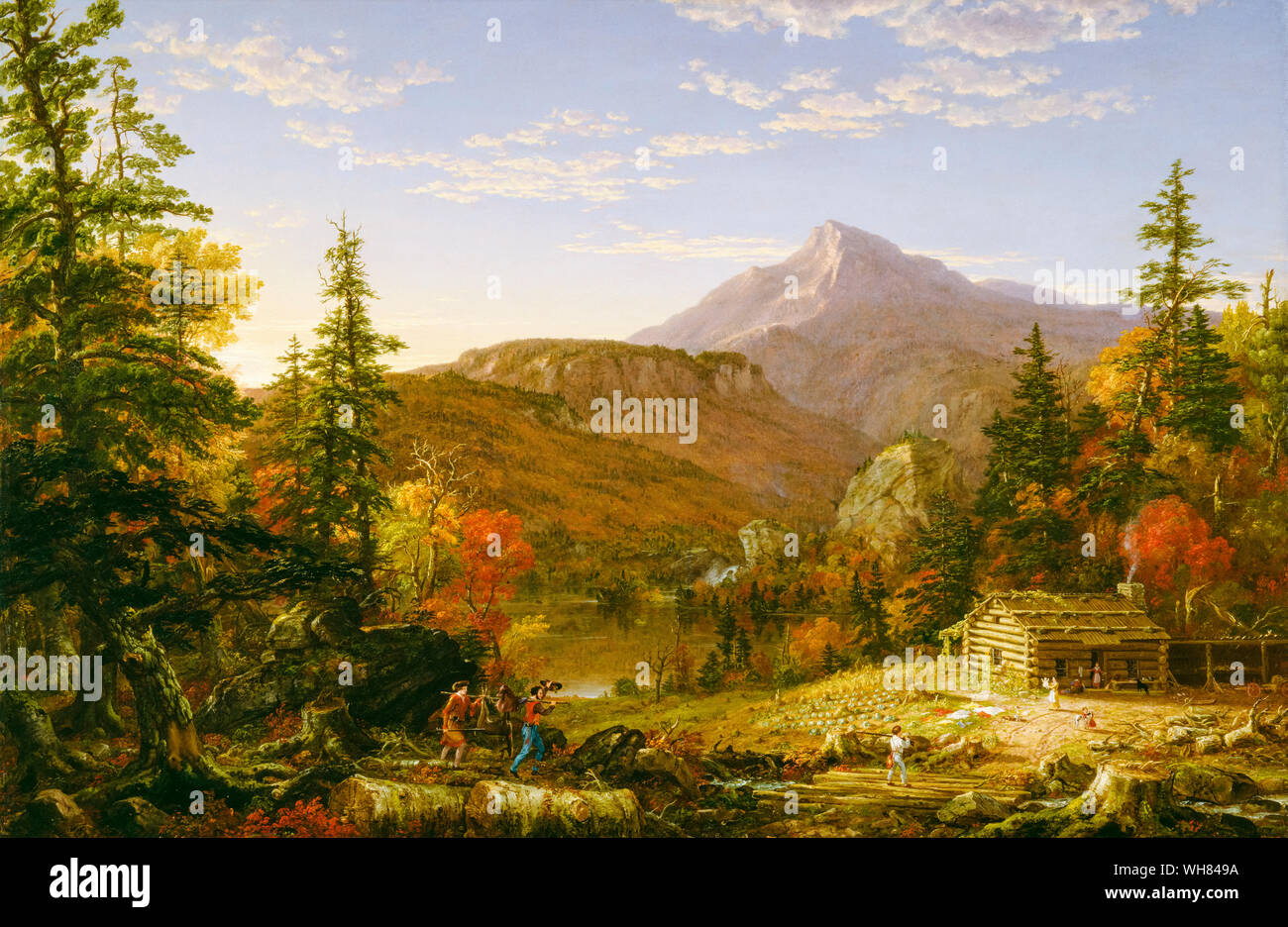 Thomas Cole, The Hunter's Return, landscape painting, 1869 Stock Photo