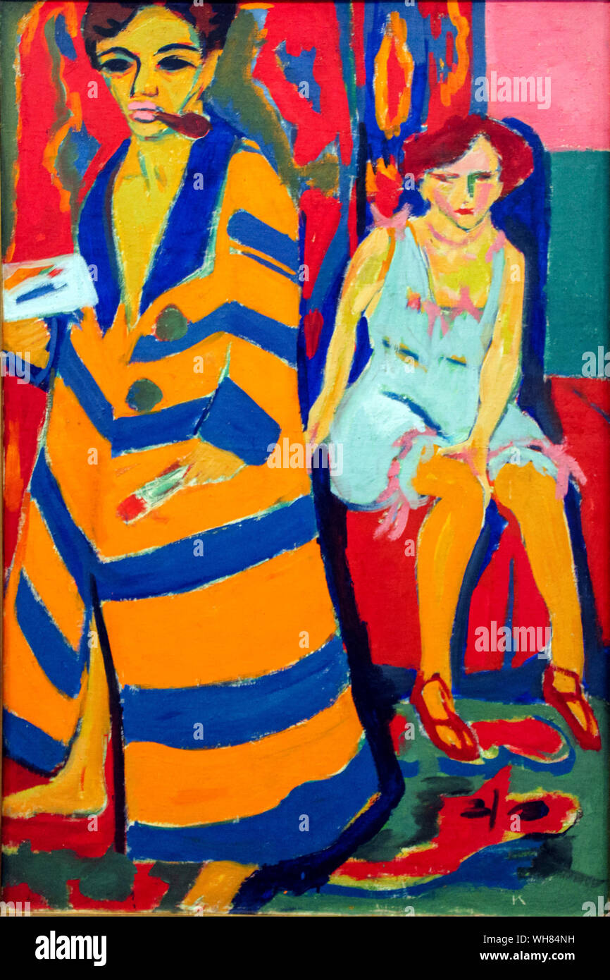 Ernst Ludwig Kirchner, Self portrait with a model, painting, 1910 Stock Photo