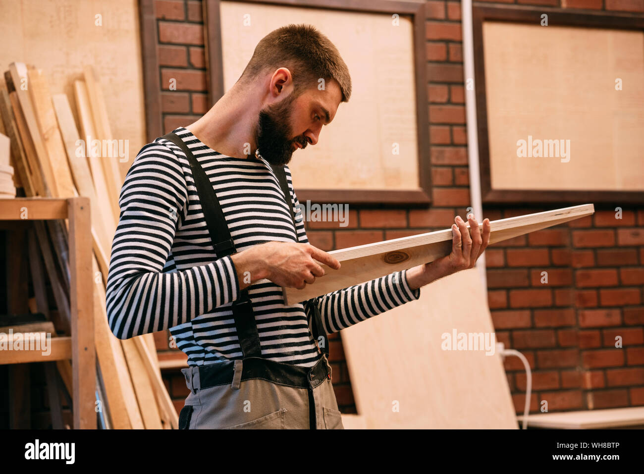 Carpenter at work Stock Photo