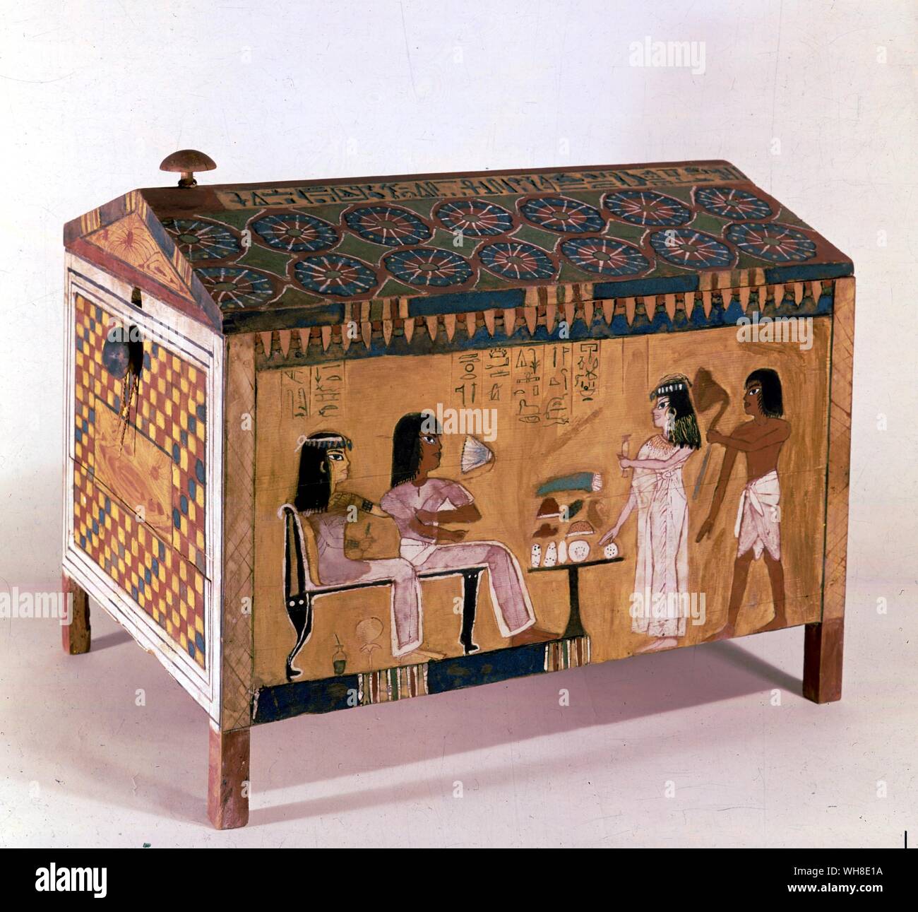 Egyptology Egyptian 18 Dynasty 1567-1320 BC Painted chest from tomb of Kha Stock Photo